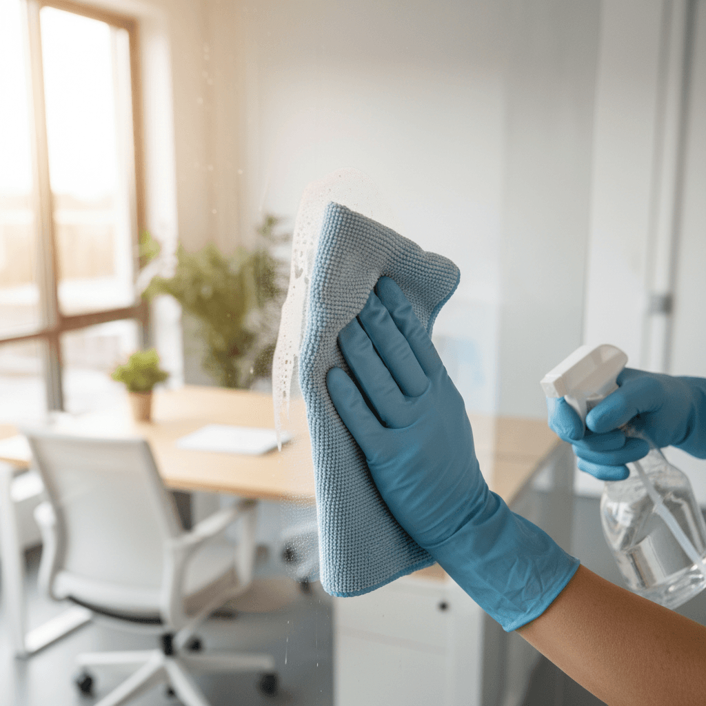 Professional hand-washing and sanitizing a residential garbage bin with care and precision